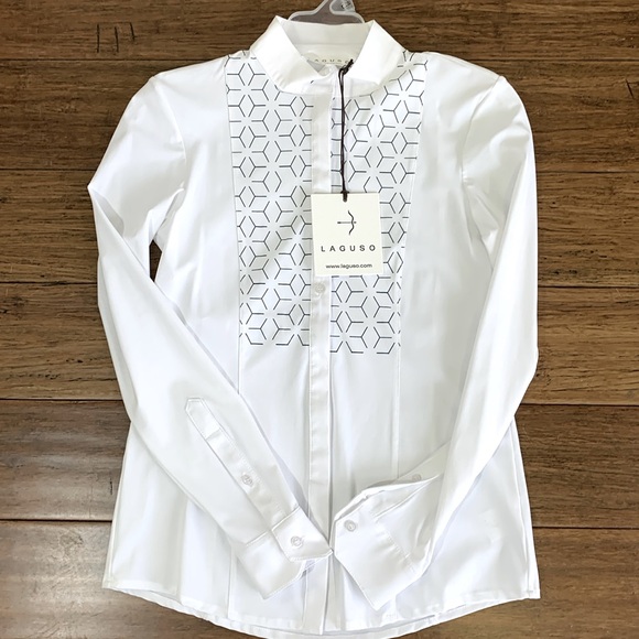 LAGUSO Womens Competition Shirt Janne Allover long-sleeved SIZE SMALL WH… - Picture 1 of 5
